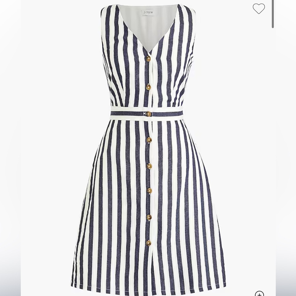 NWT J.Crew Navy & White Striped Linen Blend Dress Women's Plus Size 22